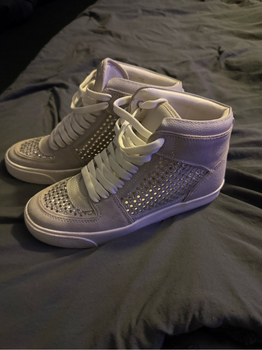 Gianni Bini Evie Perforated Rhinestone High Top Sneakers